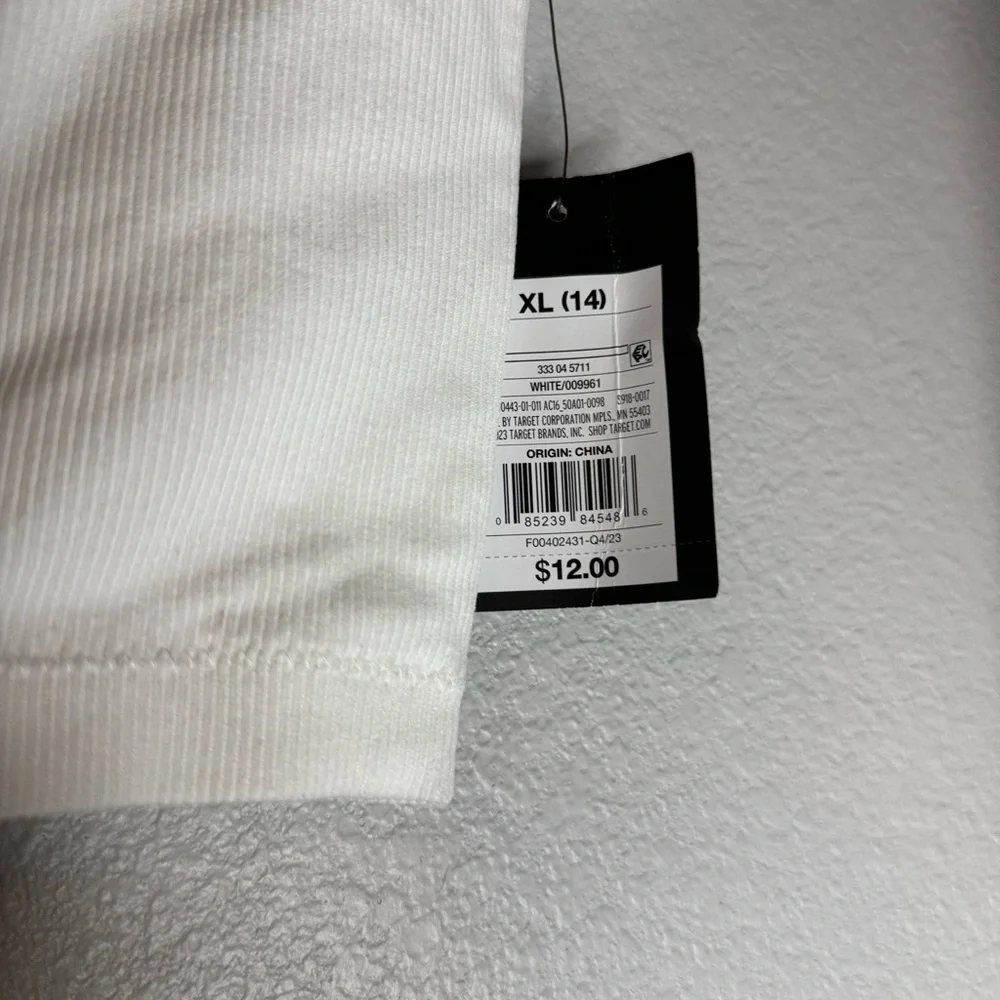 New Art Class White Ribbed Crop Top Size XL (14)